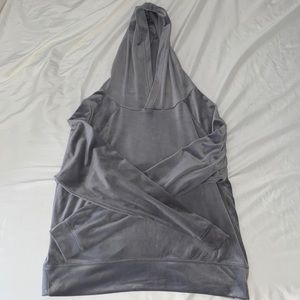 Girls Grey Velvet Hoodie